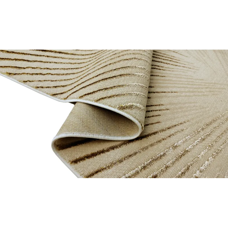 Dywan beżowy z brązem paski