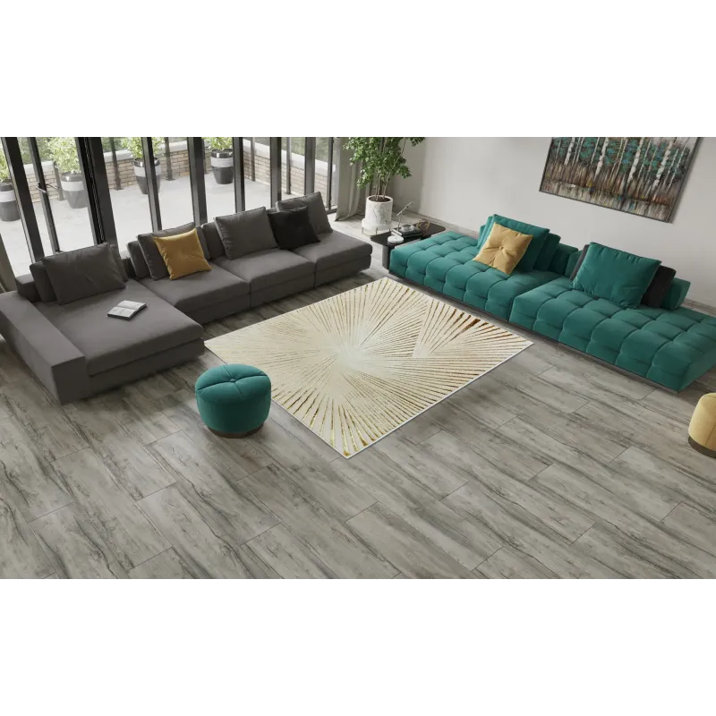 Dywan beżowy z brązem paski