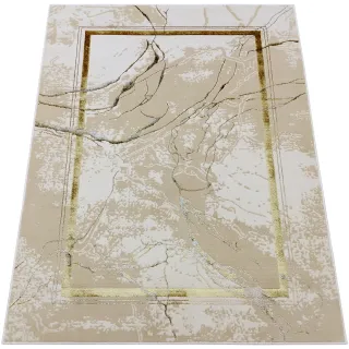 Dywan beżowy ze złotem ramka