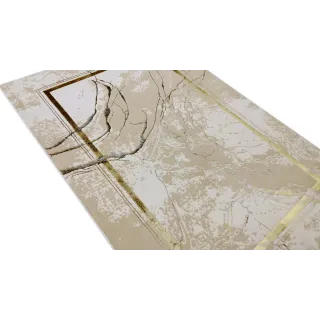 Dywan beżowy ze złotem ramka