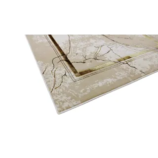 Dywan beżowy ze złotem ramka