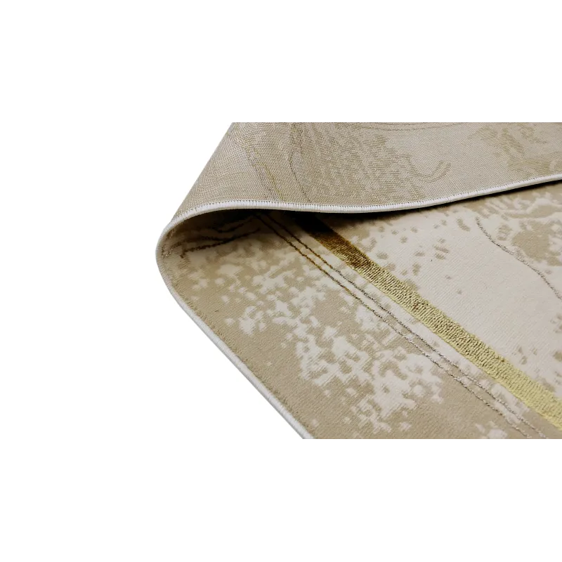 Dywan beżowy ze złotem ramka