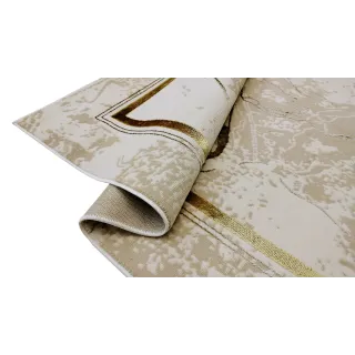 Dywan beżowy ze złotem ramka