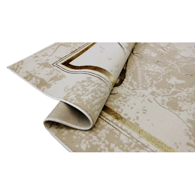 Dywan beżowy ze złotem ramka