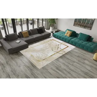 Dywan beżowy ze złotem ramka