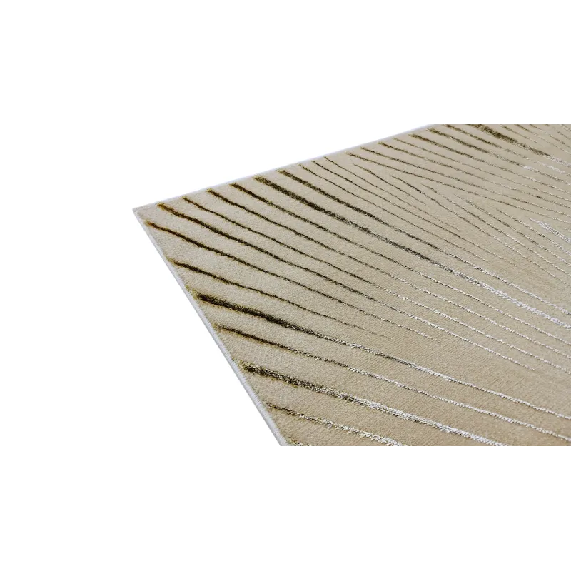 Dywan beżowy z srebrem i złotem paski