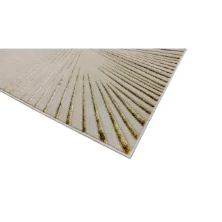 Dywan beżowy z srebrem i złotem paski