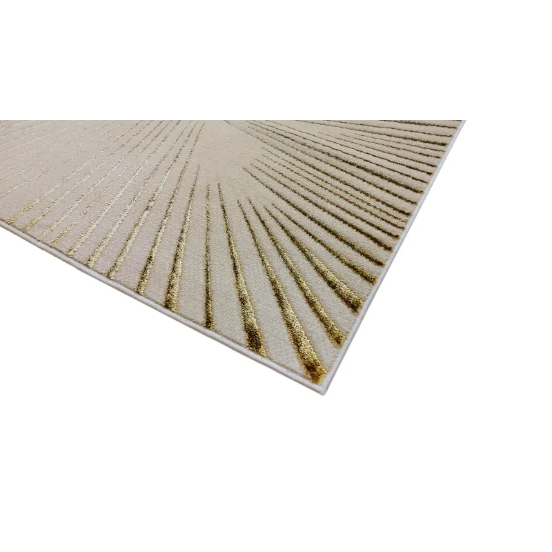 Dywan beżowy z srebrem i złotem paski