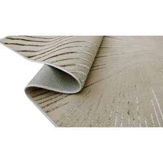 Dywan beżowy z srebrem i złotem paski