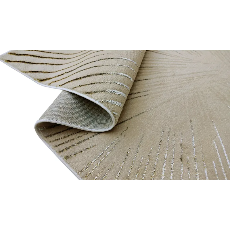 Dywan beżowy z srebrem i złotem paski