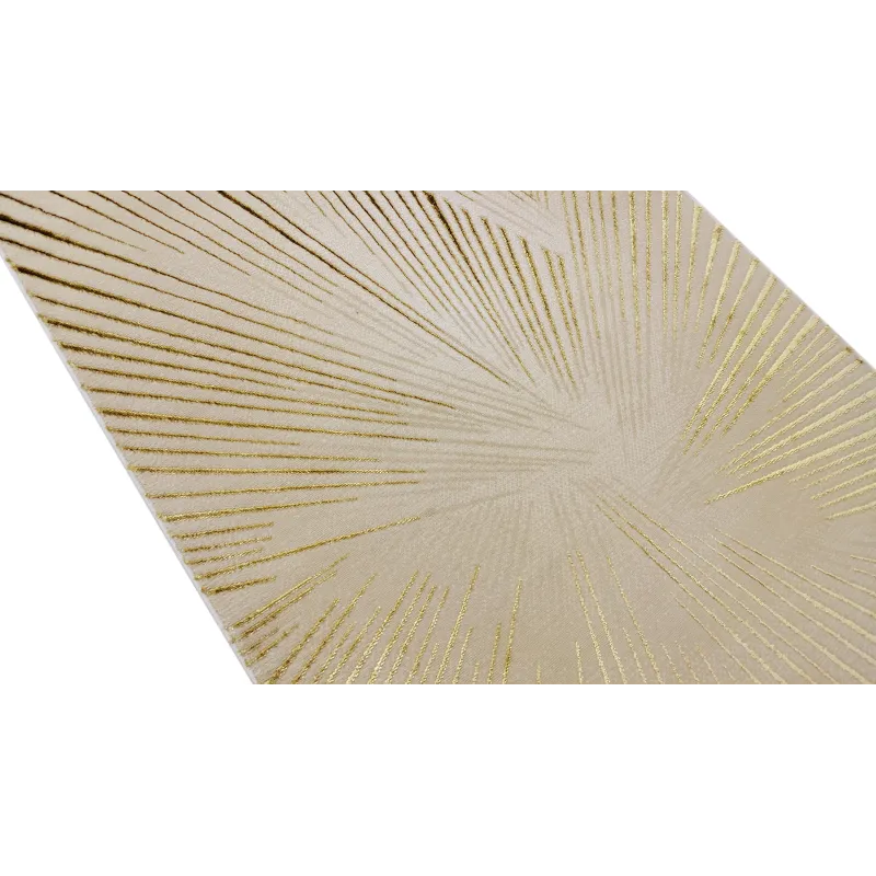 Dywan beżowy ze złotem paski