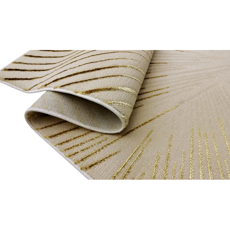 Dywan beżowy ze złotem paski