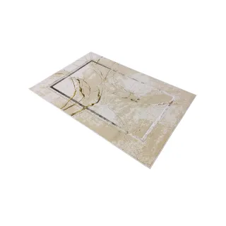 Dywan beżowy ze srebrem i złotem ramka