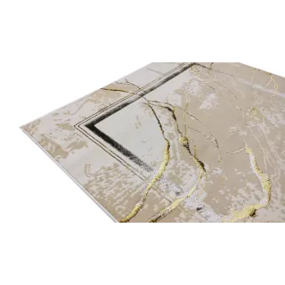 Dywan beżowy ze srebrem i złotem ramka