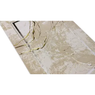 Dywan beżowy ze srebrem i złotem ramka