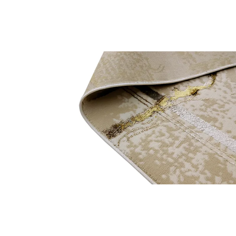 Dywan beżowy ze srebrem i złotem ramka