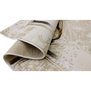 Dywan beżowy ze srebrem i złotem ramka