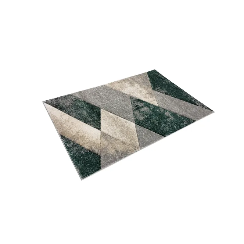Dywan geometryczny szary beżowy i zielony