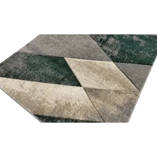 Dywan geometryczny szary beżowy i zielony