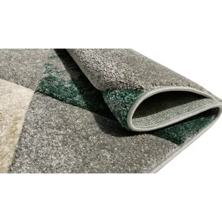 Dywan geometryczny szary beżowy i zielony