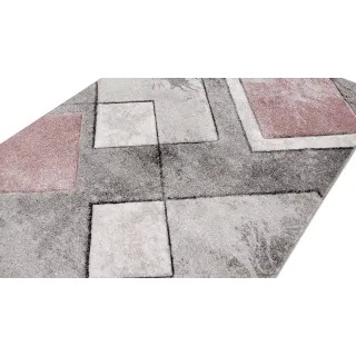 Dywan geometryczny szary i różowy