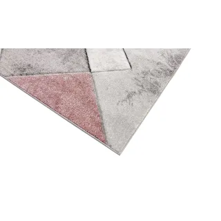 Dywan geometryczny szary i różowy