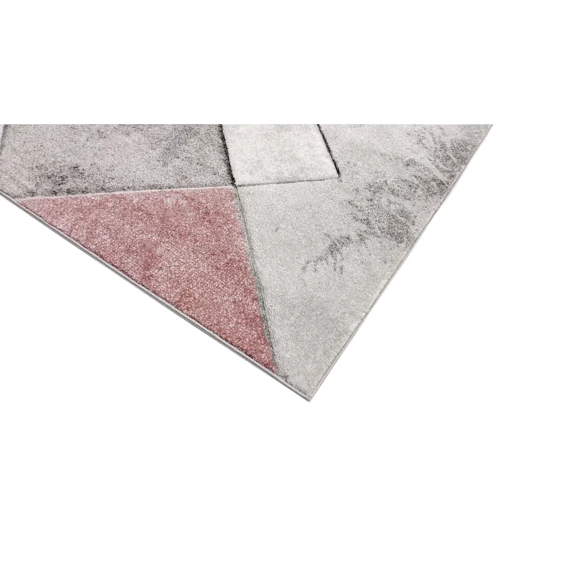 Dywan geometryczny szary i różowy
