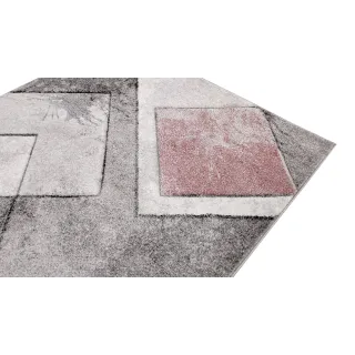 Dywan geometryczny szary i różowy