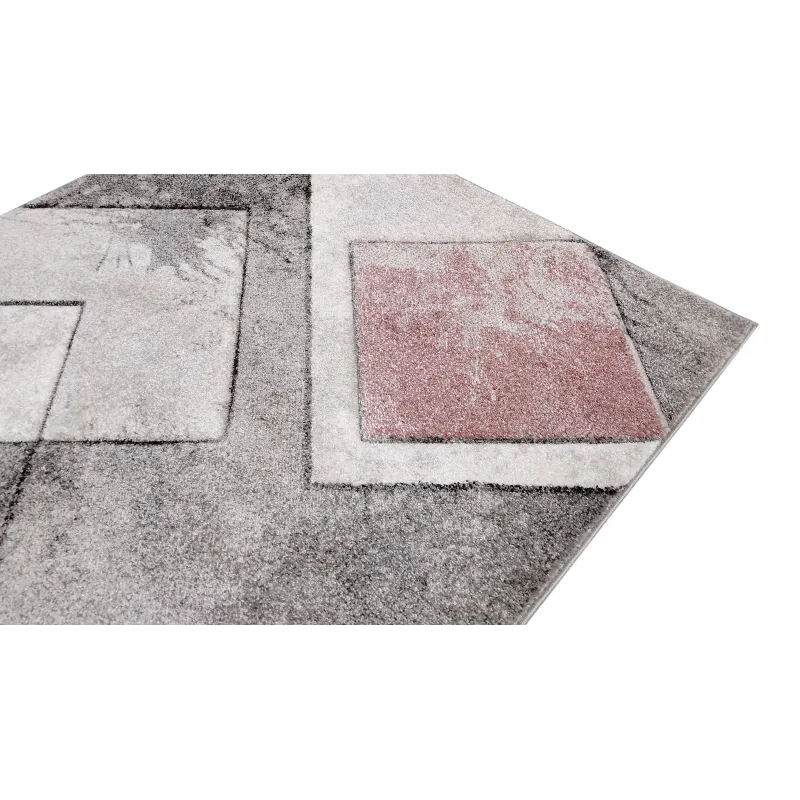 Dywan geometryczny szary i różowy