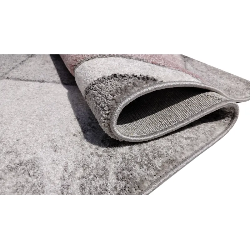 Dywan geometryczny szary i różowy