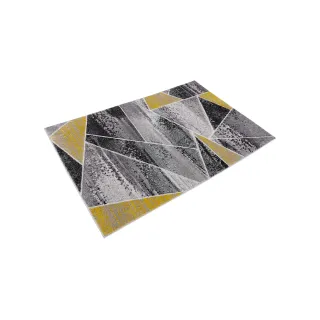 Dywan geometryczny szary i żółty