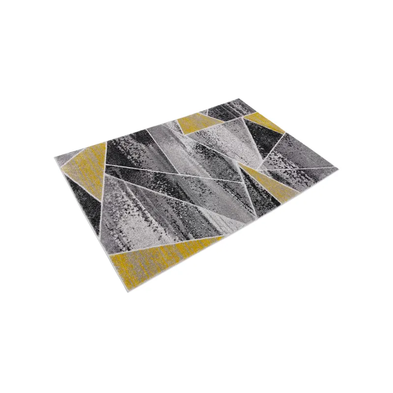 Dywan geometryczny szary i żółty