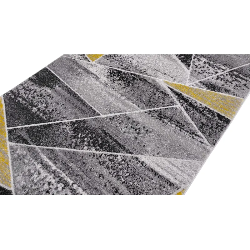 Dywan geometryczny szary i żółty