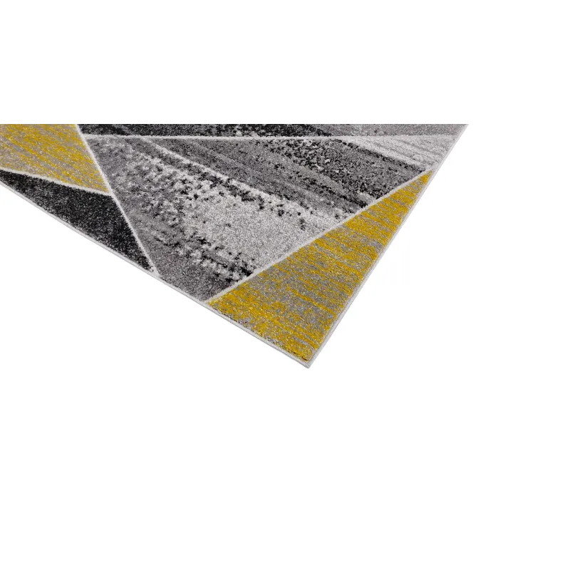 Dywan geometryczny szary i żółty