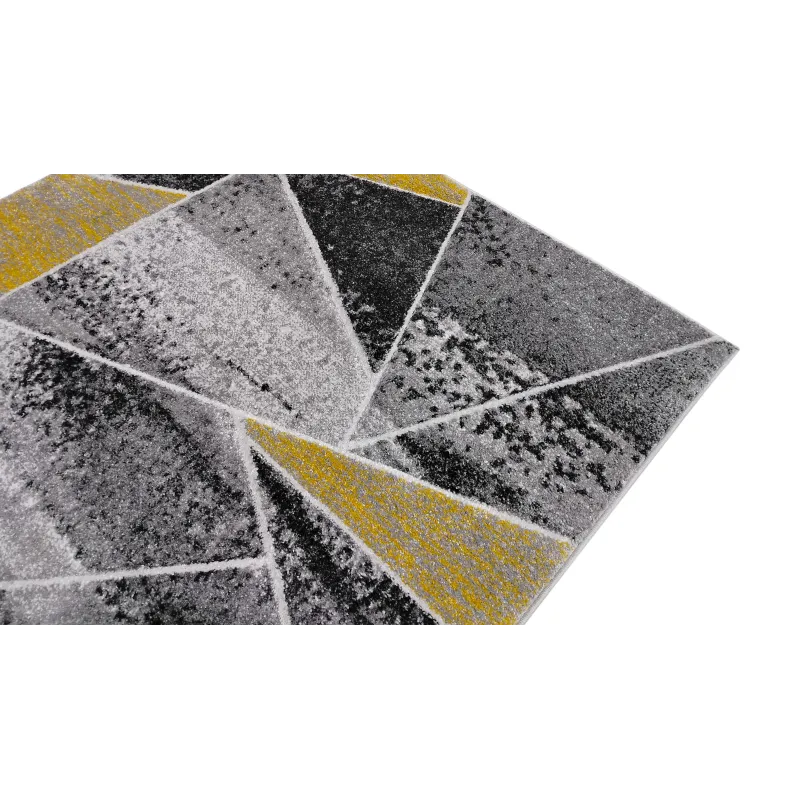 Dywan geometryczny szary i żółty