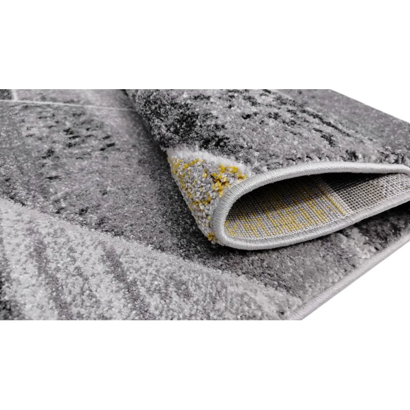 Dywan geometryczny szary i żółty