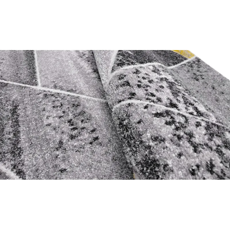 Dywan geometryczny szary i żółty