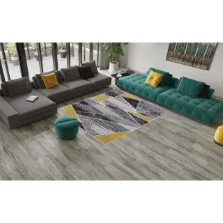 Dywan geometryczny szary i żółty