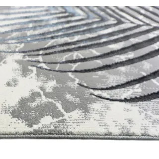 Dywan nowoczesny szary krem liście