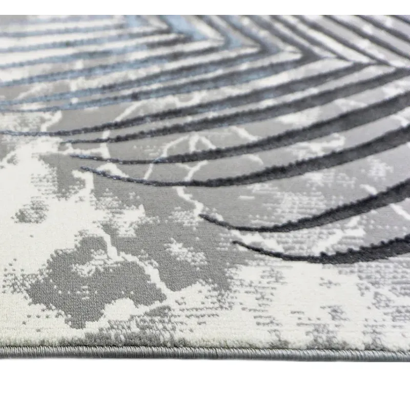 Dywan nowoczesny szary krem liście