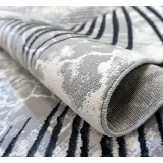 Dywan nowoczesny szary krem liście