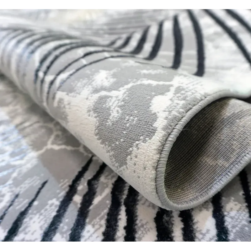 Dywan nowoczesny szary krem liście