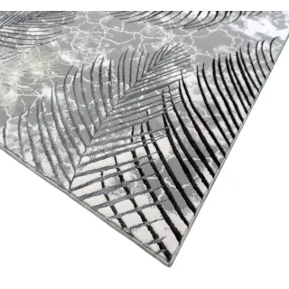 Dywan nowoczesny szary krem liście