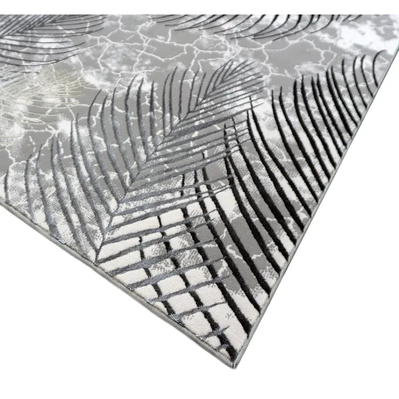 Dywan nowoczesny szary krem liście