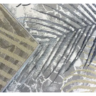 Dywan nowoczesny szary krem liście