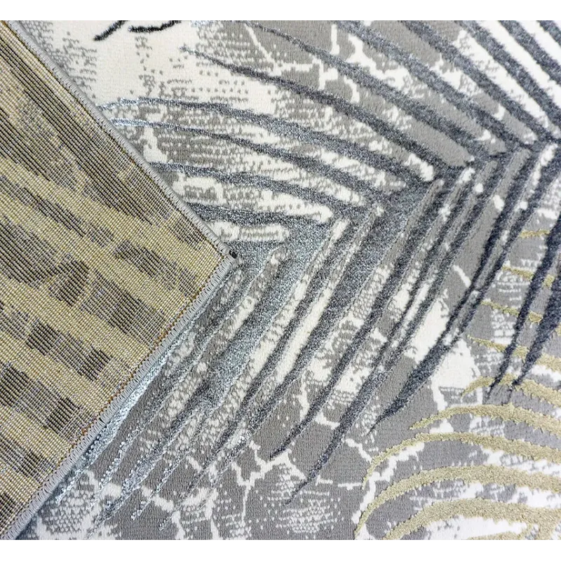 Dywan nowoczesny szary krem liście