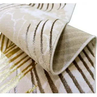 Dywan nowoczesny beżowy krem liście