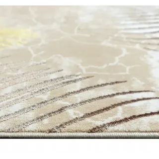 Dywan nowoczesny beżowy krem liście