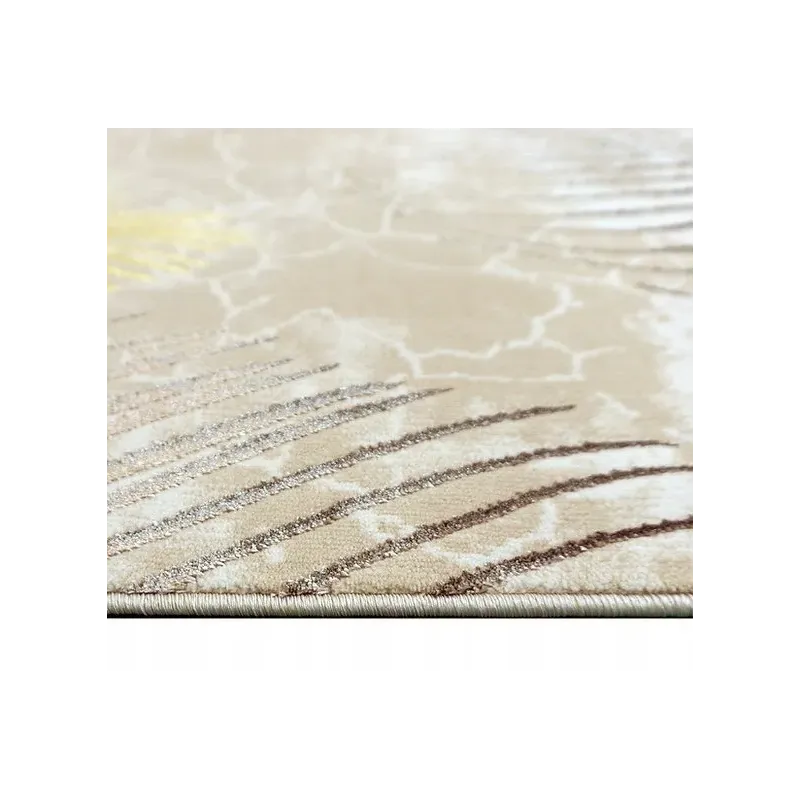 Dywan nowoczesny beżowy krem liście