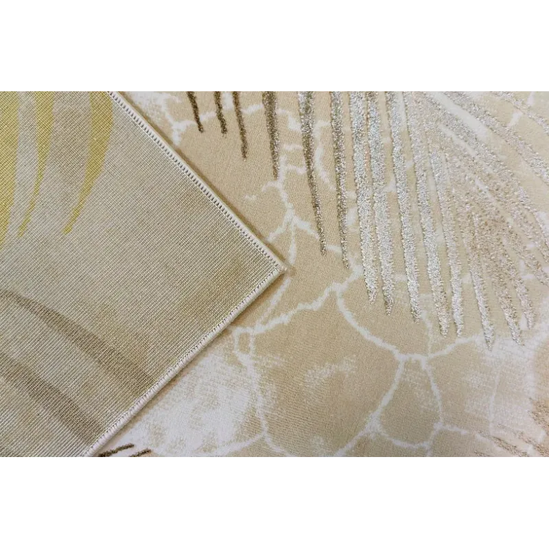 Dywan nowoczesny beżowy krem liście